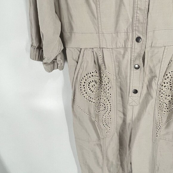 Anthropologie Beige Jumpsuit with Eyelet Details - Picture 2 of 7